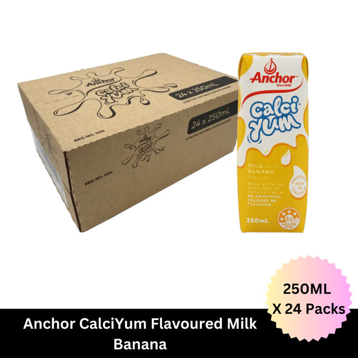 Anchor CalciYum Banana Flavoured Milk 250ML X 24 Pack