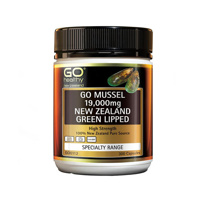 GO Healthy Mussel 19,000mg New Zealand Green Lipped 300 VegeCapsules