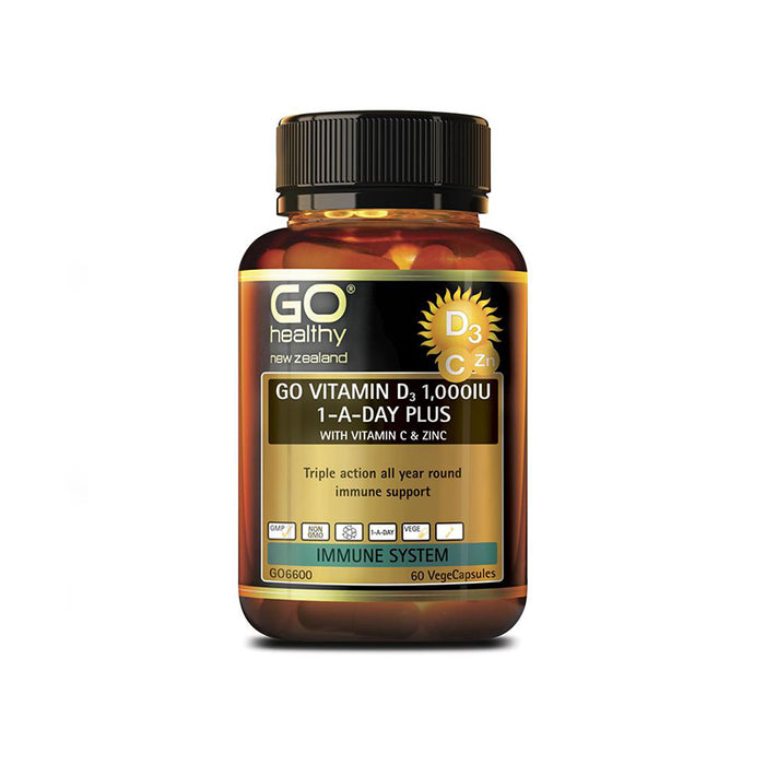 GO Healthy Vitamin D3 1000IU Plus Vitamin C & Zinc 60 Vege Capsules