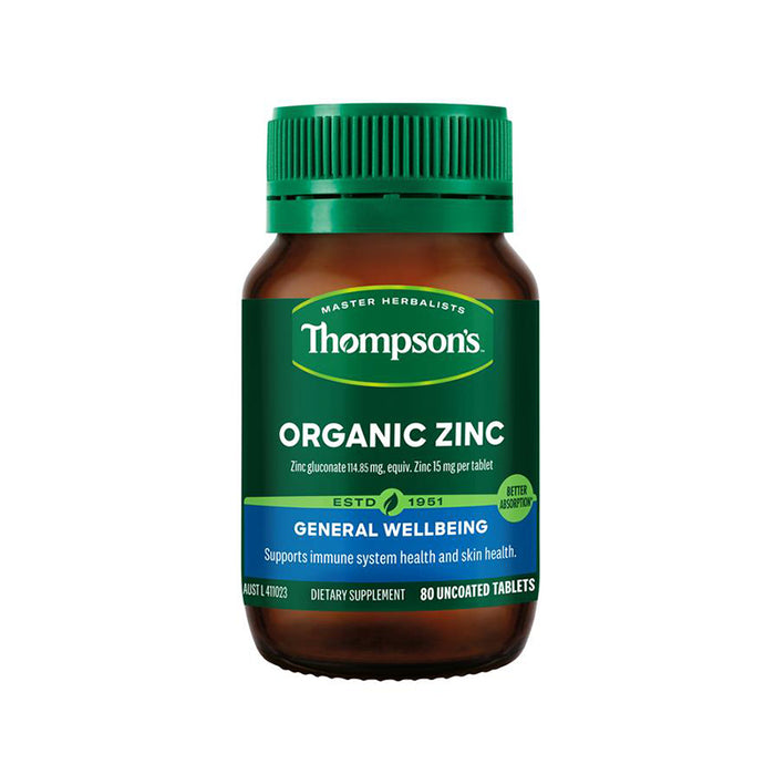 Thompson's Organic Zinc 80 Tablets
