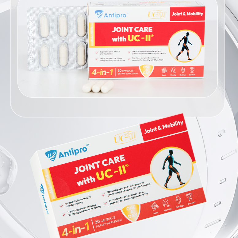 AntiPro UC-II Joint Support 30 Capsules | UC-II + NZ Green-Lipped Mussel + Vitamin D3 Antipro