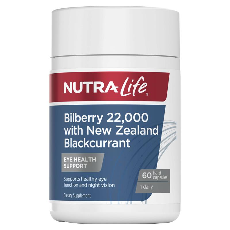 NutraLife Bilberry 22,000 With NZ Blackcurrant 60 Capsules NutraLife