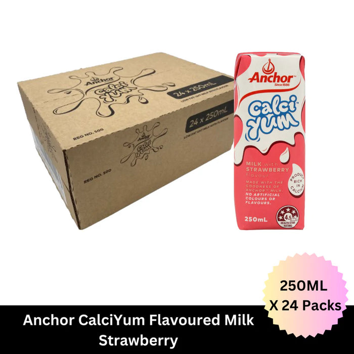 Anchor CalciYum Strawberry Flavoured Milk 250ML X 24 Pack