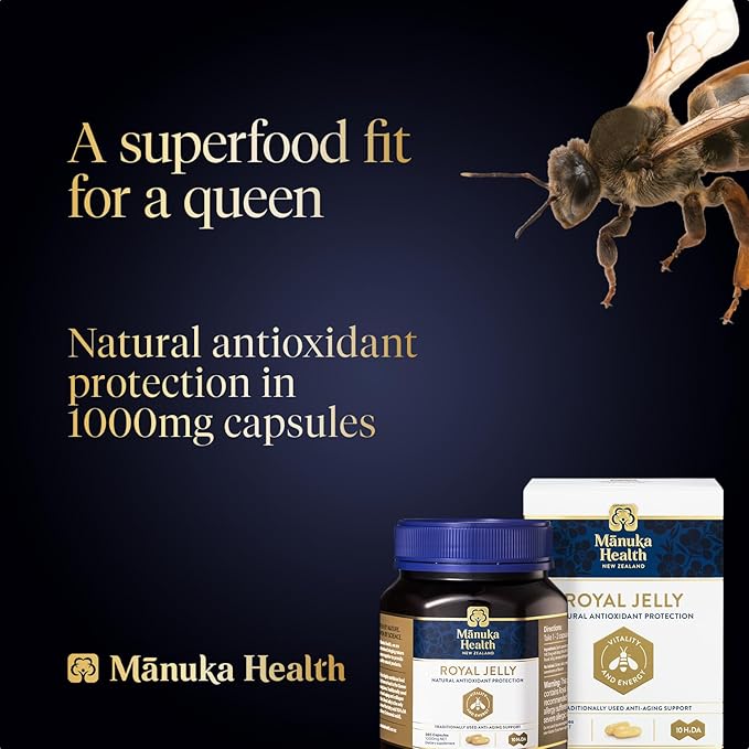 Manuka Health Royal Jelly Capsules 1000mg | 365 Capsules | Premium New Zealand Royal Jelly Supplement for Beauty & Vitality vitalityhub