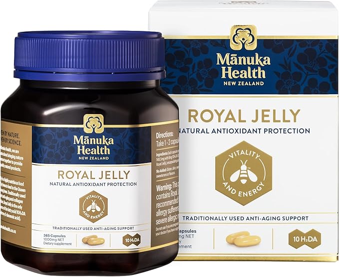 Manuka Health Royal Jelly Capsules 1000mg | 365 Capsules | Premium New Zealand Royal Jelly Supplement for Beauty & Vitality vitalityhub