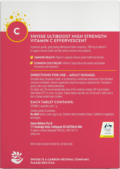 Swisse Ultiboost High Strength Vitamin C Effervescent -60 Tablets 2028/06