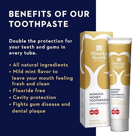 Manuka Health Propolis Toothpaste 75g | Fluoride-Free Manuka Honey Toothpaste for Teeth & Gum Care vitalityhub