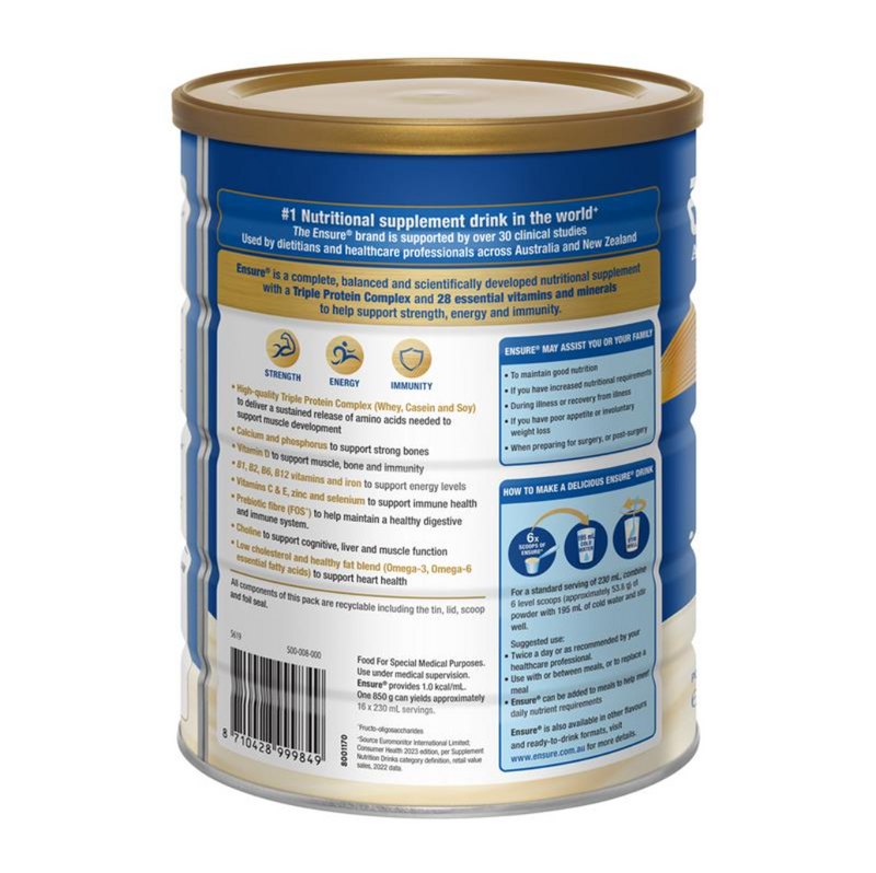 Ensure Powder Vanilla 850g Vitality Hub