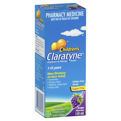 Claratyne Children's Hayfever & Allergy Relief Antihistamine Grape Syrup 120ml