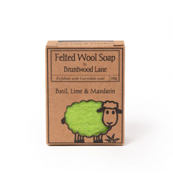 Felted Wool Soap Basil Lime Mandarin 100g